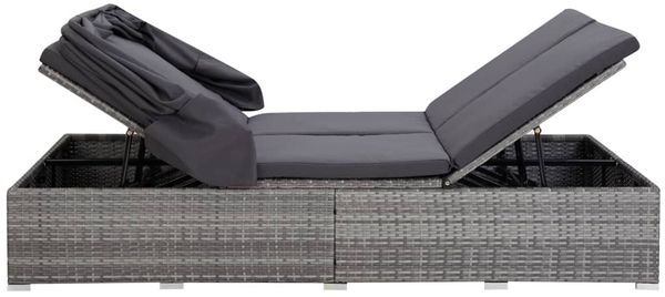 vidaXL 2-Personen-Sonnenliege mit Auflage Poly Rattan Grau 310236 Bild 5