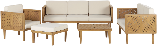 3-Sitzer Sofa mit Sesseln BARATTI Akazienholz 6 Personen Heller Holzfarbton