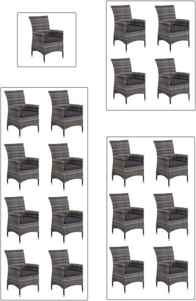 Mandalika Garden MONACO Polyrattan Diningsessel mit Alu-Gestell Black Pearl
