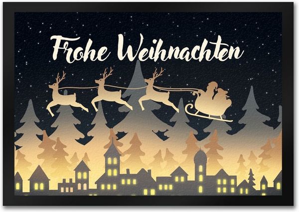 speecheese Fußmatte Frohe Weihnachten Skyline Fußmatte in 35x50 cm