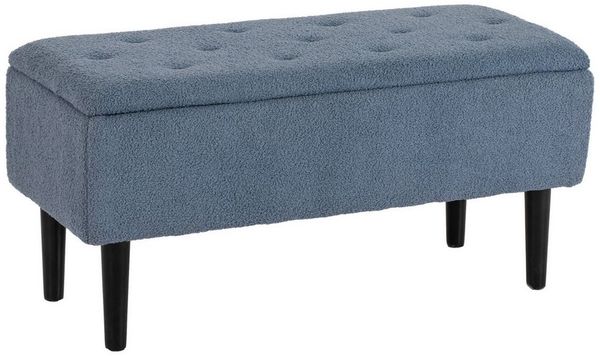HOMCOM Sitzbank mit Klappdeckel, Samtoptik, Truhenbank (Polsterbank, 1-St, Bettbank), für Wohnzimmer, Grau