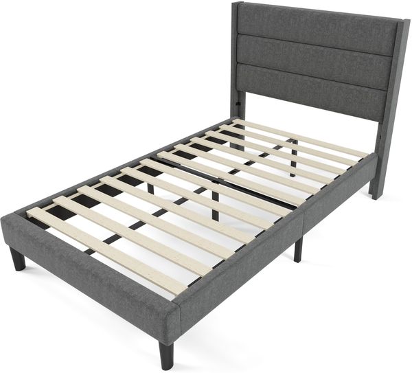 Polsterbett 90×190 cm aus Leinen-Stoff mit Ausziehbett, beige Bild 6