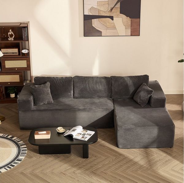 LITBIRD Sofa Modulares L-förmiges Ecksofa mit Schlaffunktion, 272 x 175 x 61 cm, 1 Teile, Rahmenloses Schlafsofa mit symmetrischem Doppelsitz, montagefrei