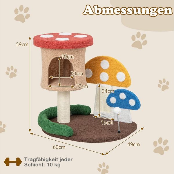 KOMFOTTEU Kratzbaum, Katzenbaum Indoor mit Katzenhöhle/Plattformen