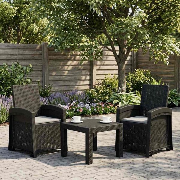 vidaXL Liegesessel Garten Rattan-Optik 2 pcs Anthrazit und Hellgrau PP 8012019