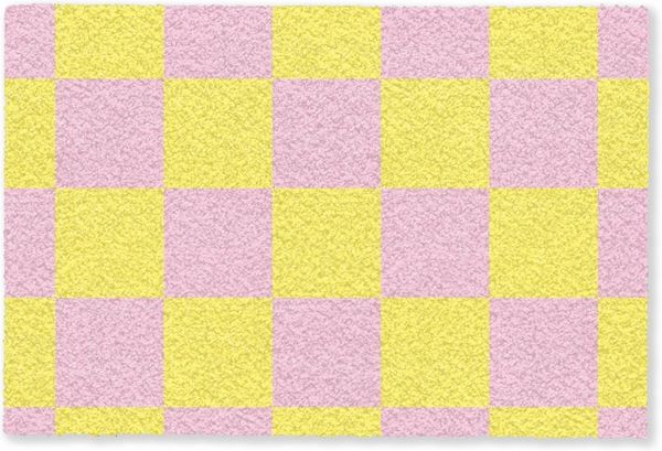 MuchoWow Fußmatte Schachbrettmuster - Gelb - Rosa - Würfel, Rechteckig, innen Schmutzfangmatte, Tür, Schmutzfänger Flur, Teppich 60x40 cm