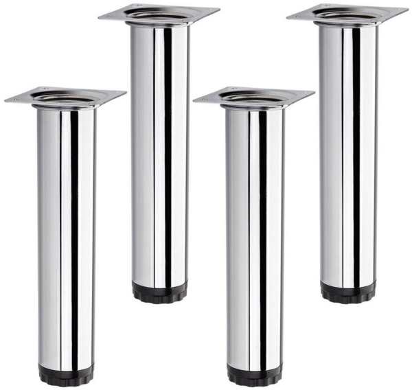 SO-TECH® Möbelfuß 4 Stück BRAVO Höhe 200 mm (10 mm) Ø 40 mm Chrom poliert, höhenverstellbar, aus Stahl, belastbar bis 50 kg pro Stützfuß