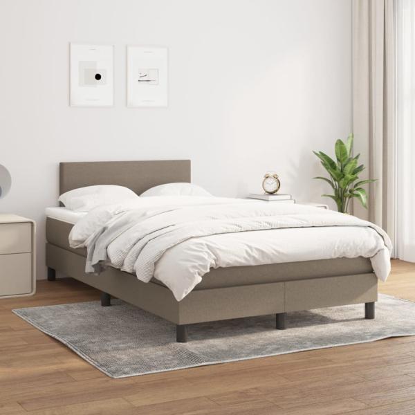 vidaXL Boxspringbett mit Matratze, Stoff, Taupe, 120 x 200 cm, H2