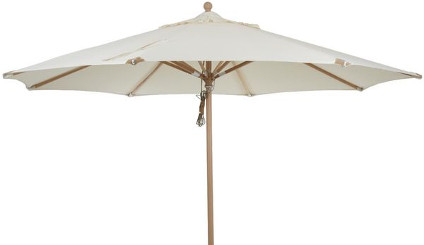 Sonnenschirm Parma von Brafab aus Buche und Polyester, modern skandinavisch, rund, weiß, für Outdoor