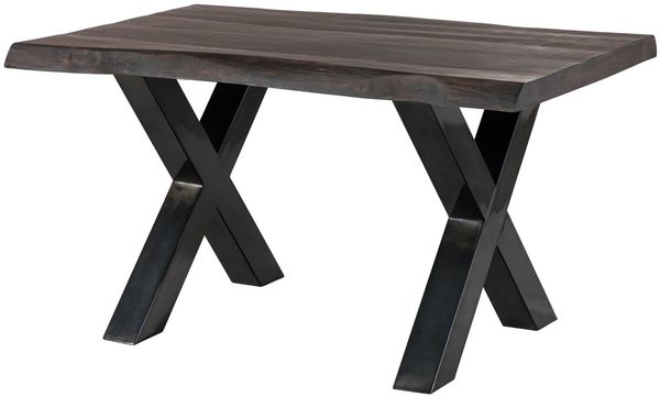 Baumtisch Mango 140x90x77 grau lackiert / X-Beine anthrazit glänzend FREEFORM 5