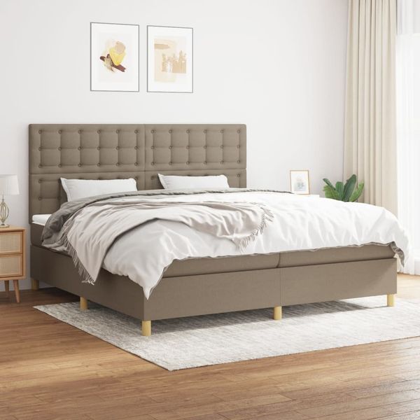 vidaXL Boxspringbett mit Matratze Taupe 200x200 cm Stoff, Härtegrad: H2 [3142685]
