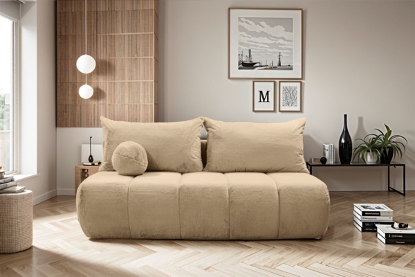 Schlafsofa Designersofa Sofa 3-Sitzer ANZIA in Stoff Bunny Taupe