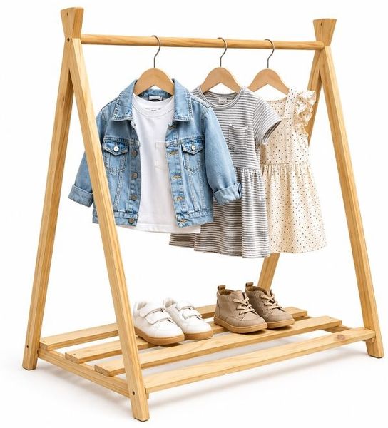 Relaxdays Kinder-Kleiderständer aus Kiefernholz