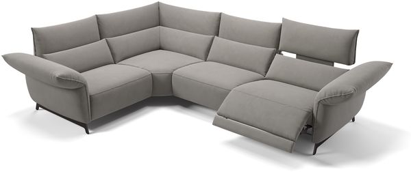Sofanella Ecksofa CUNEO Eckcouch Stoff Stoffsofa in Hellgrau