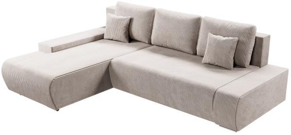 Juskys Sofa Iseo Links mit Schlaffunktion - Stoff Couch L Form für Wohnzimmer, bequem, ausziehbar - Schlafsofa Ecksofa Eckcouch Schlafcouch Beige