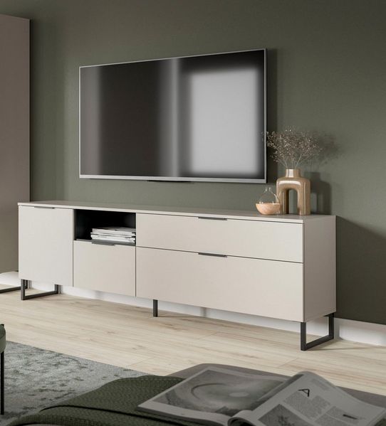 Home affaire Lowboard ADIO, Breite 185 cm, 2 Klappen, 1 Schubkasten, 1 Tür, mit Metall-Kufen (1 St), Sideboard, Kommode, TV-Schrank, Schrank, Wohnzimmerschrank, Anrichte