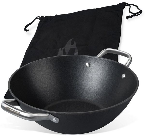 FMprofessional Wok Force aus Gusseisen 28 cm – Bratpfanne mit Antihaftbeschichtung