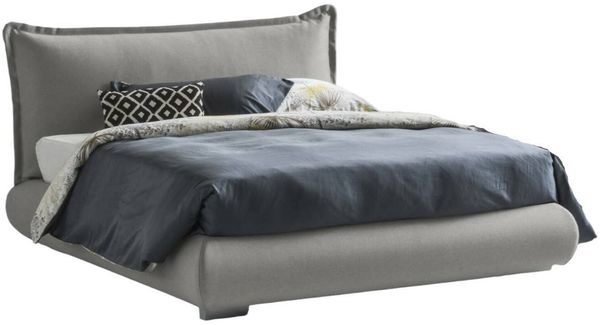 Dmora Doppelbett Geras, Bettkasten mit Stoffbezug und Kopfteil, 100 % Made in Italy, Öffnung vorne, geeignet für Matratzen 160 x 190 cm, Grau