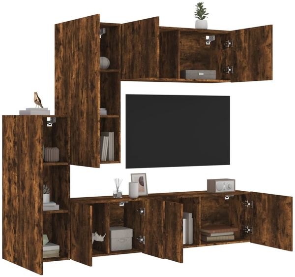 vidaXL 5-tlg. Wohnwand Räuchereiche Holzwerkstoff 3216493