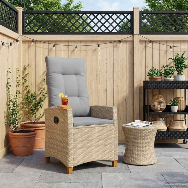 vidaXL Liegestuhl mit Teeteller 62 x 64 x 112 cm Poly-Rattan 42026808