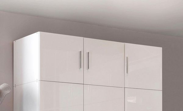 Aufsatz für Kleiderschrank Malta Ausführung weiß / weiß Hochglanz