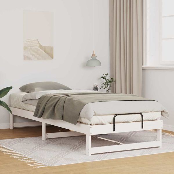 vidaXL Bettrahmen Weiß 90 x 220 cm Massives Kiefernholz 873170