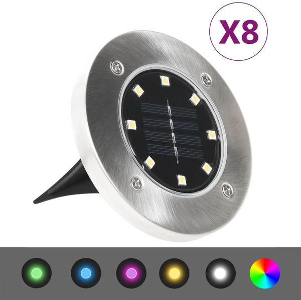 vidaXL Solar-Bodenleuchten 8 Stk. LED RGB-Lichtfarbe 315695