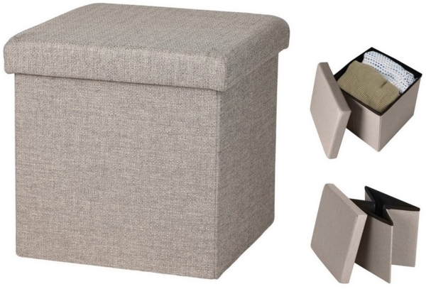 Urban Living Sitzwürfel Sitzhocker faltbar Sitzwürfel "ASPECT LIN" Sitz-Box, mit Stauraumfach