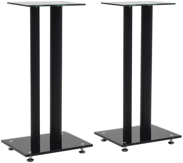 vidaXL Lautsprecherständer 2 Stk. Doppelsäulen-Design Hartglas Schwarz 50673