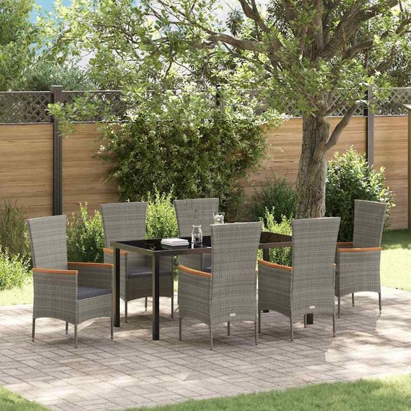 vidaXL Garten Essgruppe 7 pcs Grau Pulverbeschichteter Stahl 3379433