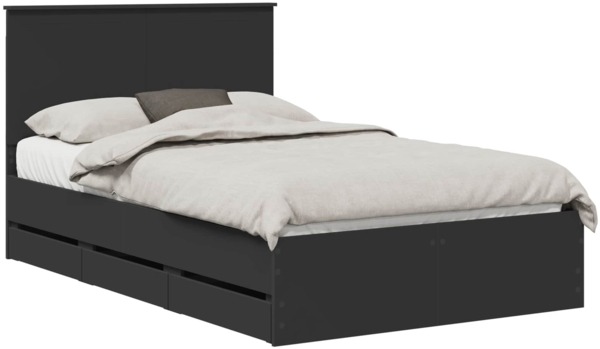 vidaXL Bettrahmen mit Schubladen Schwarz 120 x 190 cm Ingenieurs Holz 3411132