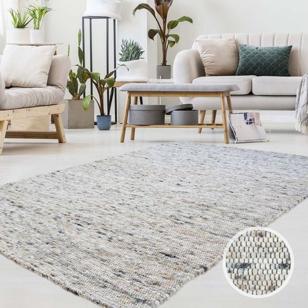 TaraCarpet Wollteppich TaraCarpet Handwebteppich Frankeneck, rund, Höhe: 13 mm, Handgewebter Teppich gewalkt Wohnzimmer Schlafzimmer Esszimmer 130x130