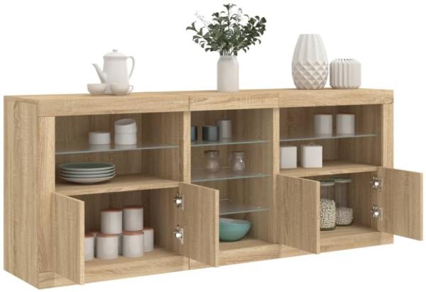 vidaXL Sideboard mit LED-Leuchten Sonoma-Eiche 181,5x37x67 cm 3209039