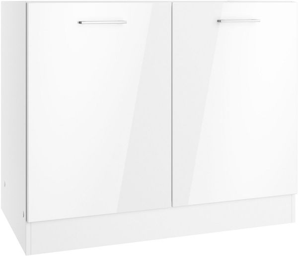 KOCHSTATION Spülenschrank KS-Milan Spülenschrank 100 cm, matte oder hochglänzende Fronten