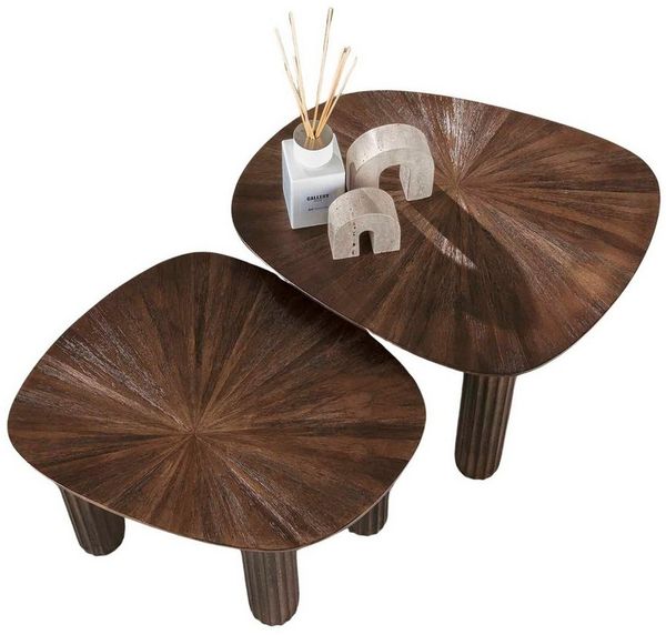 Maison ESTO Couchtisch 2er Couchtisch-Set MOJO Teakholz – viereckig, modern, dunkelbraun (2 Couchtische im Set), Viereckige Tischplattenform