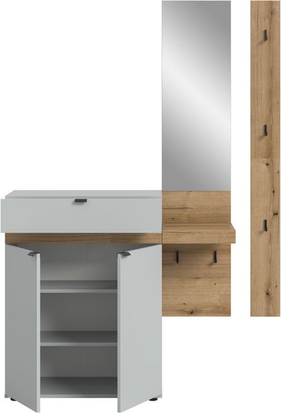 Garderobenkombination B/H/T: 148x194x37 cm in grau Nachbildung und Evoke Oak Nachbildung Bild 3