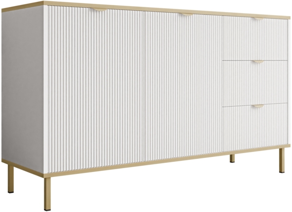 Kommode Werkoz 2D3S (Farbe: Weiß / Weiß + Gold)