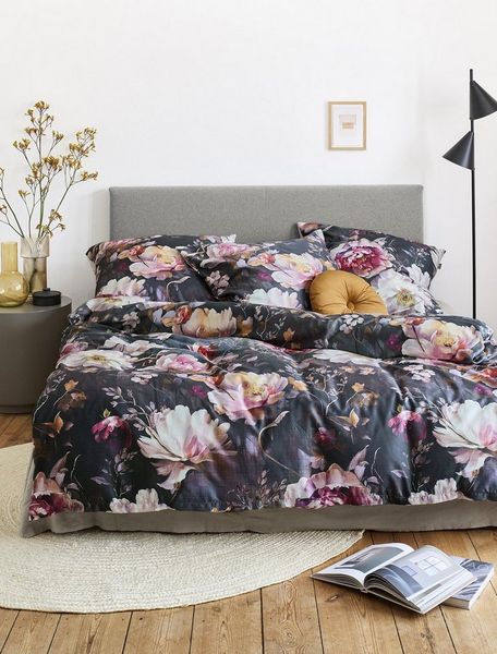 Irisette Wave Mako-Satin Bettwäsche 155x220 Rosen Blüten grau rosa 8574-90