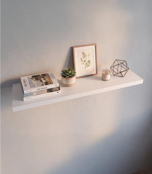 Home4You Wandboard MIKI, B 100 x H 23,5 cm, Weiß Matt, MDF, PVC, 1-tlg, 1 Ablagefläche