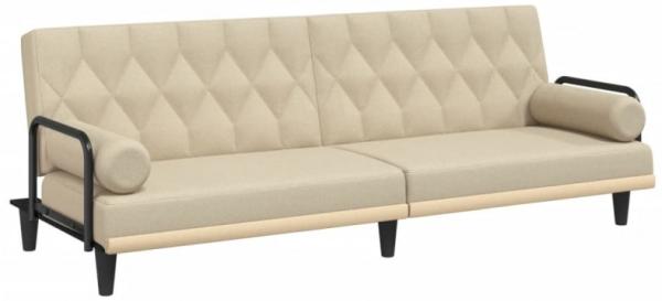 Schlafsofa mit Armlehnen Creme Stoff