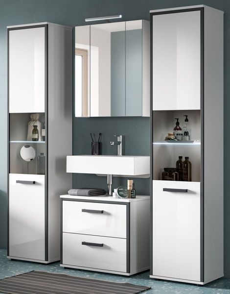 Badmöbel Set Telly in weiß Hochglanz 4-teilig 170 cm