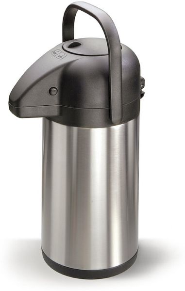 Doppelwandige mattierter Edelstahl Pump-Isolierkanne „Pumpy“ 1,9 Liter Ø 15 cm, Höhe 32,5 cm