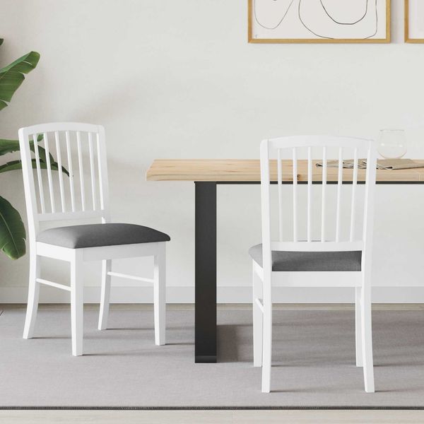 vidaXL Esszimmerstühle 2 pcs Weiß 50 x 52,5 x 91 cm Massives Gummiholz 42020451