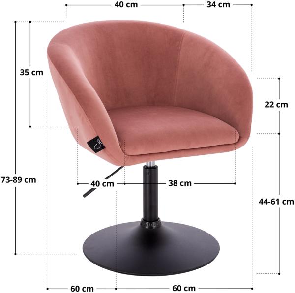 SVITA Jamaika Loungesessel Cocktailsessel Barsessel Clubsessel Polsterstuhl Tellerfuß mit Armlehnen Samt Altrosa Bild 10
