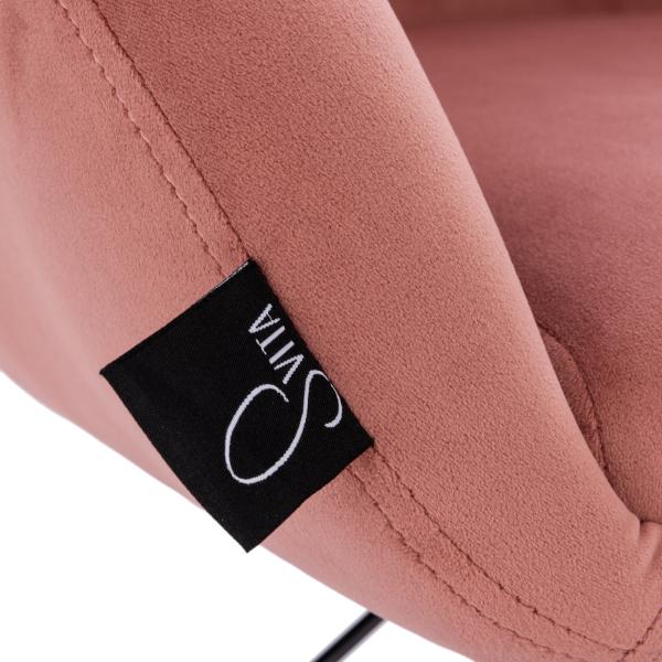 SVITA Jamaika Loungesessel Cocktailsessel Barsessel Clubsessel Polsterstuhl Tellerfuß mit Armlehnen Samt Altrosa Bild 8