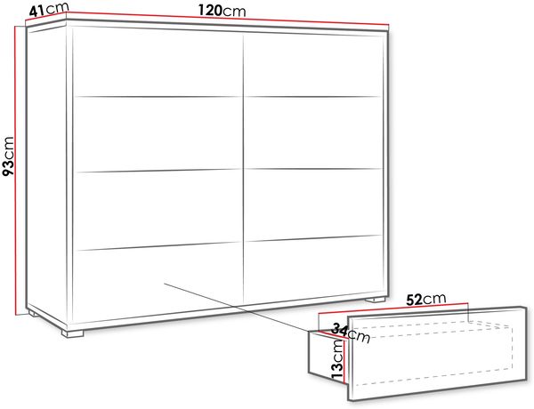 'Gesita K1D4SZ' Kommode, Weiß, 93x120 cm Bild 5