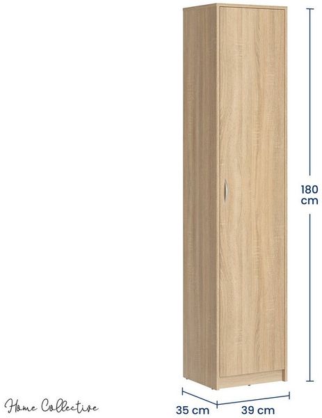 Home Collective Regal mit 5 Ebenen Aktenschrank mit 4 Einlegeböden und 1 Tür, in mattem Finish Standregal 39 cm breit sonoma