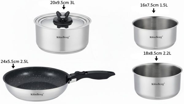 KlönBerg Topf-Set Eleganz & Qualität – Edelstahl-Kochset für jede Küche, Edelstahl 18/10, Edelstahl (Spare Platz, koche vielseitig und genieße höchste Qualität – das Ingenio Emotion Set ist dein perfekter Küchenbegleiter!, 6-tlg, Tolles Set aus Kassero...