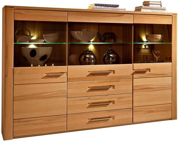 Highboard mit LED 'NATURE PLUS' Kernbuche teilmassiv lackiert