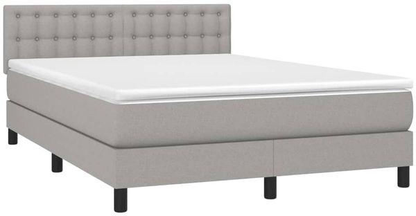 vidaXL Boxspringbett mit Matratze Hellgrau 140x200 cm Stoff 3140377 Bild 3
